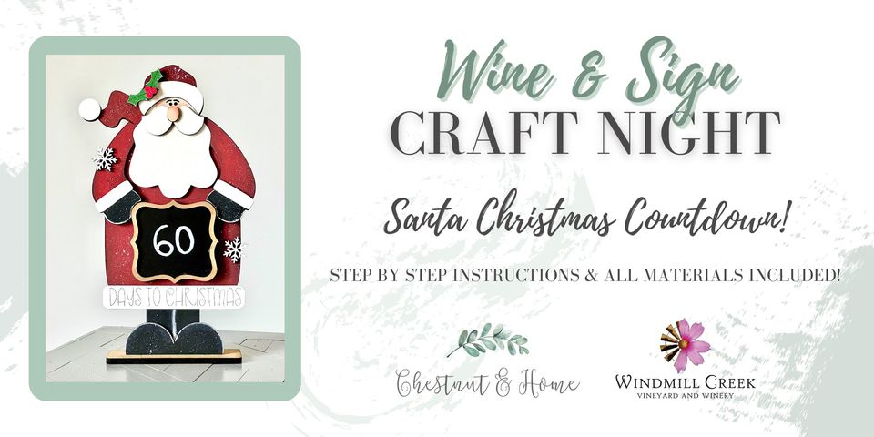 Picture of flyer for Wine and Sign Holiday Craft Night