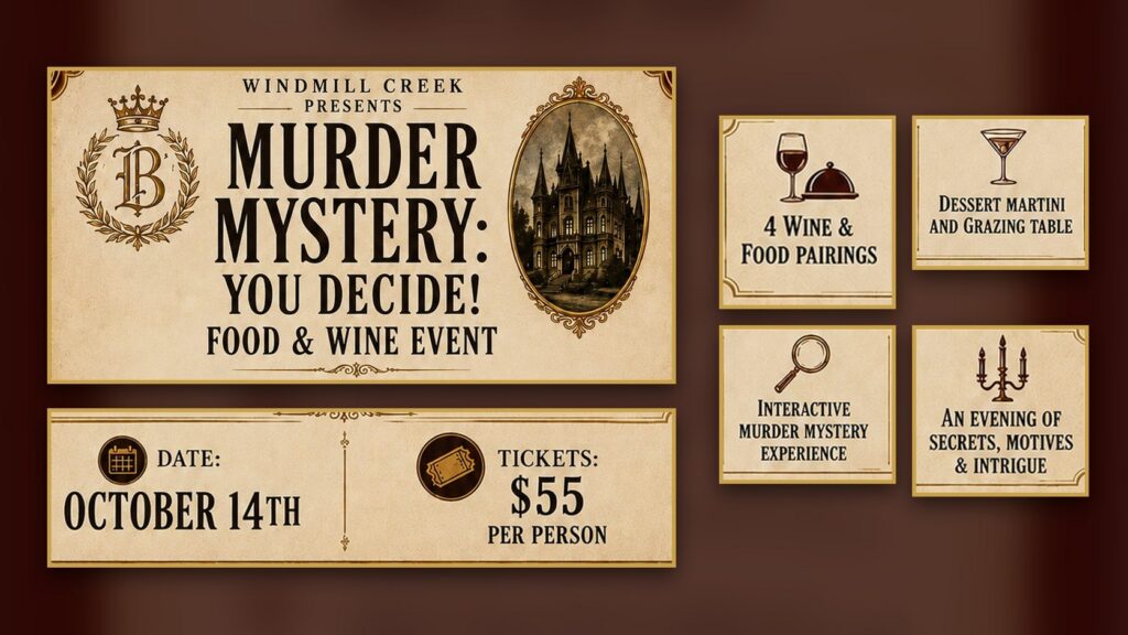 Windmill Creek presents Murder Mystery: You Decide! Food and Wine Event